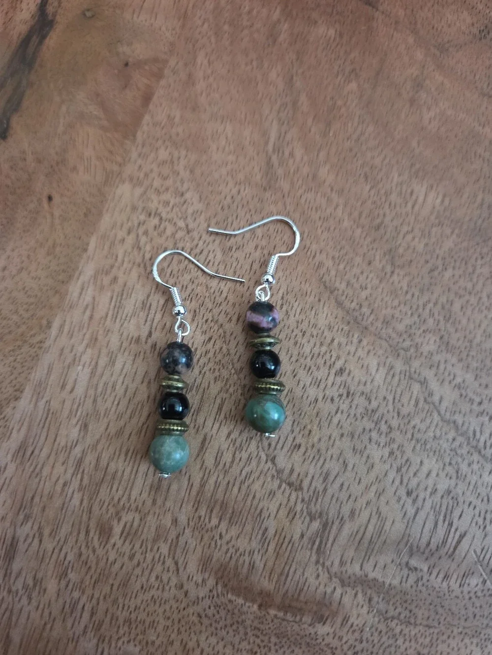 Bohemian Fairy Green Black Pink Gemstone Beaded Dangle Earrings Whisical Gift
